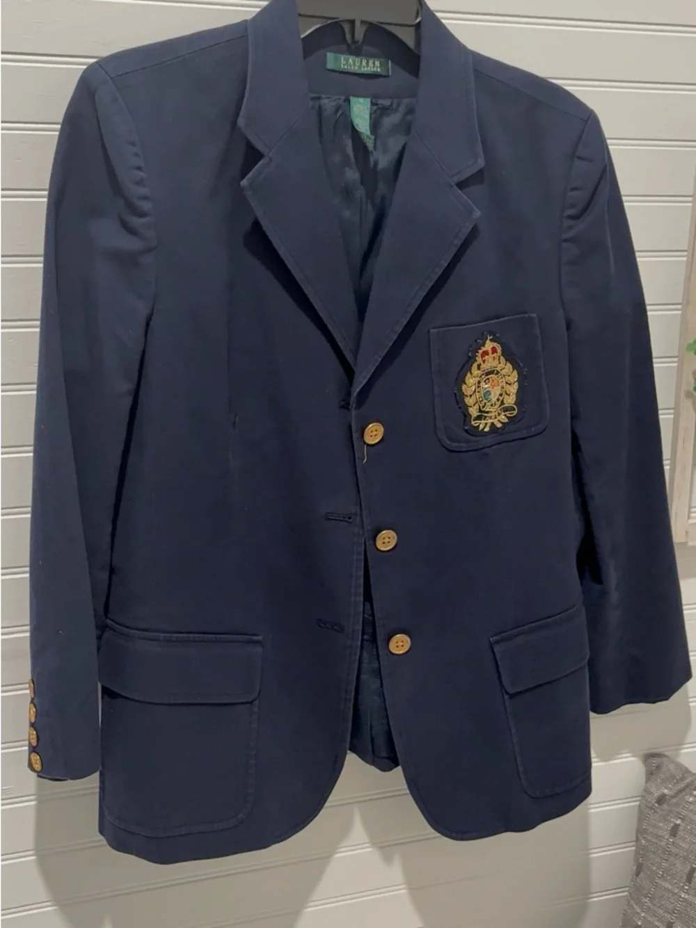 Ralph Lauren Navy Blazer with Embroidered Crest - Picture 1 of 7